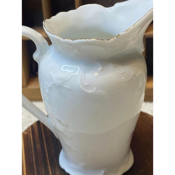 Vintage Porcelain Creamer Lavender Iris LOV Floral Early 1900s Shabby Chic - Picture 11 of 16